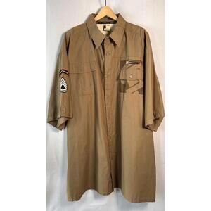 State Property Men's Big & Tall 4X Khaki Button-Up Shirt with Patches